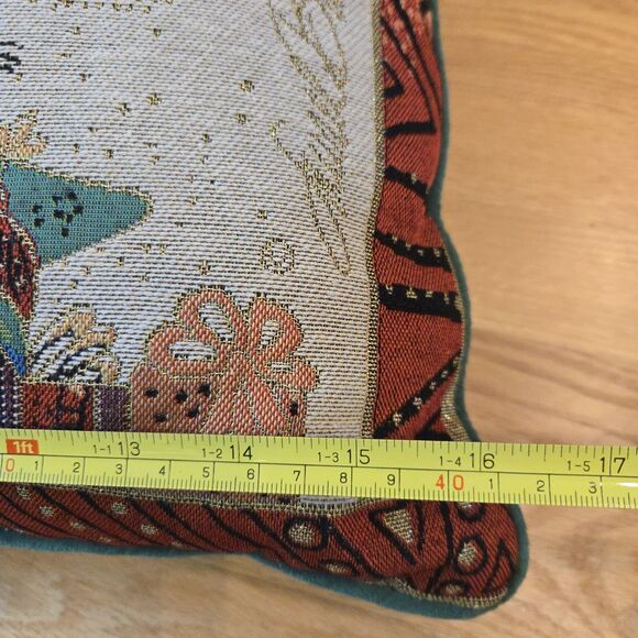 Laurel Burch Cats Tapestry Throw Pillow Christmas Tree Cats Animals 17" Green Bk - Picture 9 of 11